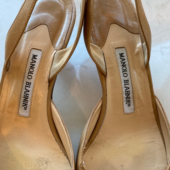 Manolo Blahnik Tan Slingback Heel Size 40 *see note on size* - Picture 5 of 11